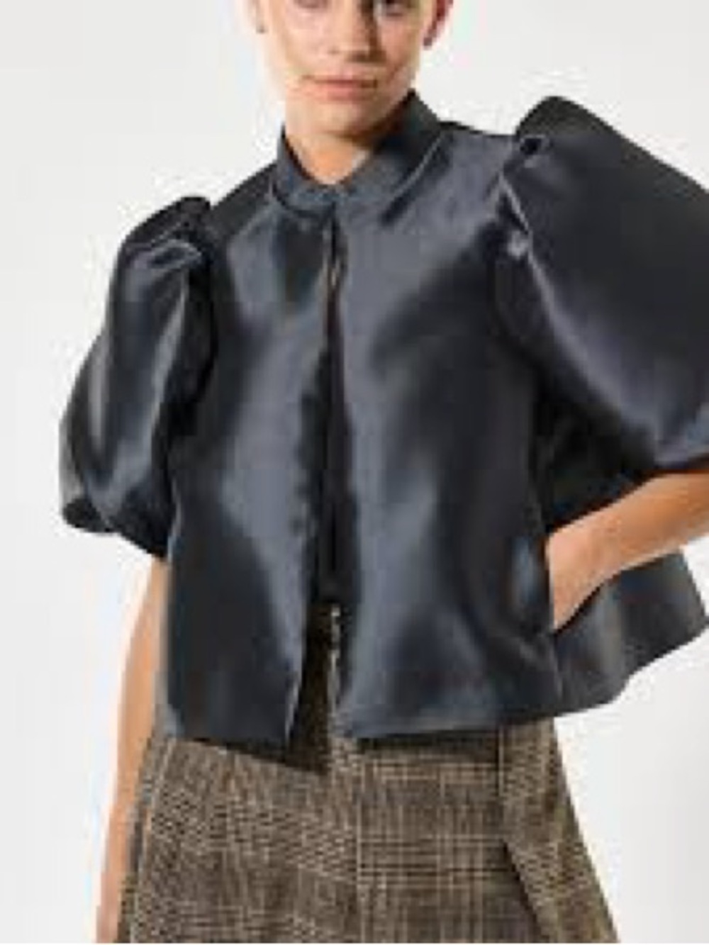 Dea Kudibal Collarless Puff Sleeve Black Jacket